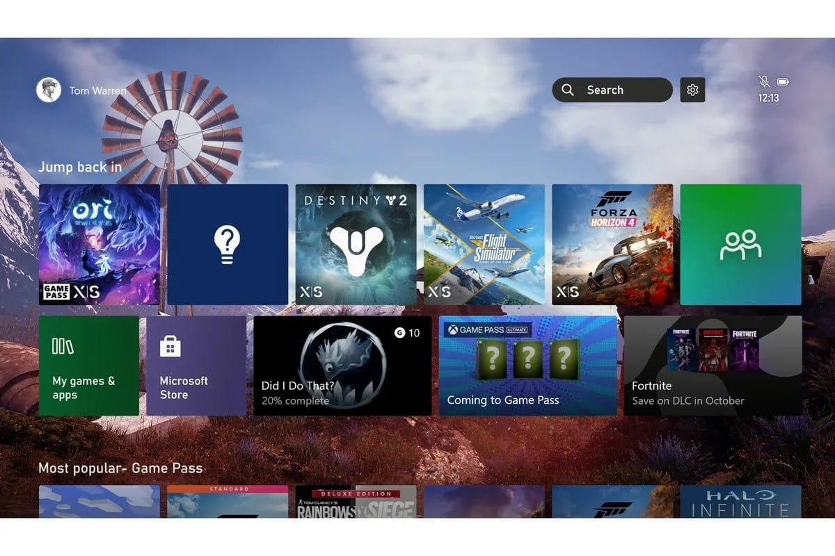 xbox home ui