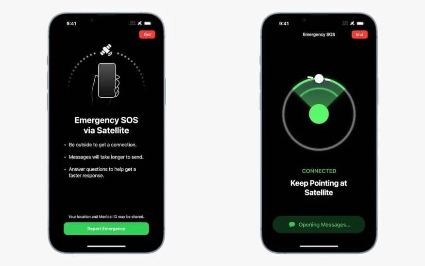 apple uydu ile acil durum sos