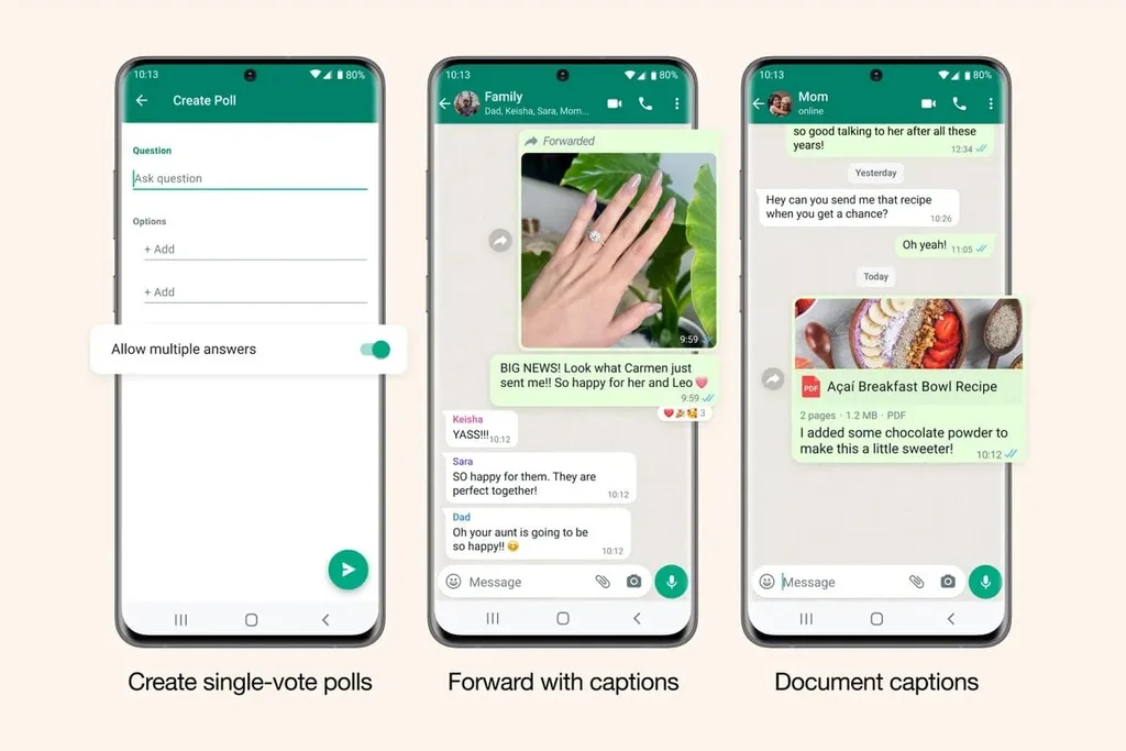 WhatsApp anket deneyimini geliştiriyor, dosya açıklamaları konusunda daha fazla seçenek sunuyor