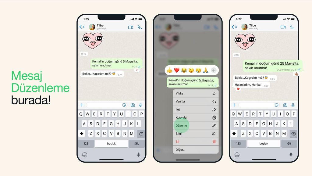 whatsapp mesaj düzenleme