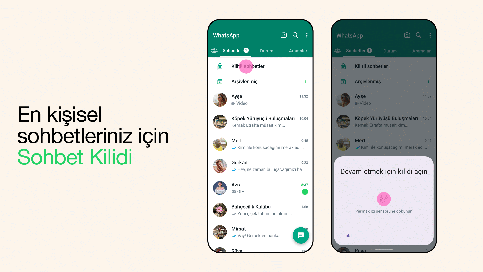 whatsapp sohbet kilidi