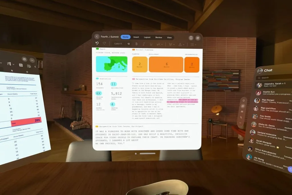 Apple Vision Pro Microsoft’un Word, Excel ve Teams uygulamalarıyla gelecek