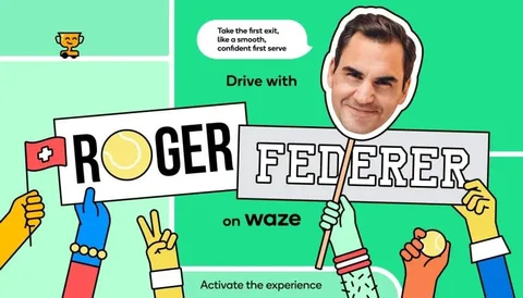 Roger Federer Waze kullanıcılarına üç farklı dilde yol tarif ediyor
