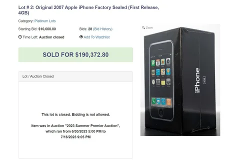 Kutusu açılmamış birinci nesil iPhone açık artırmayla 190 bin dolar karşılığında satıldı