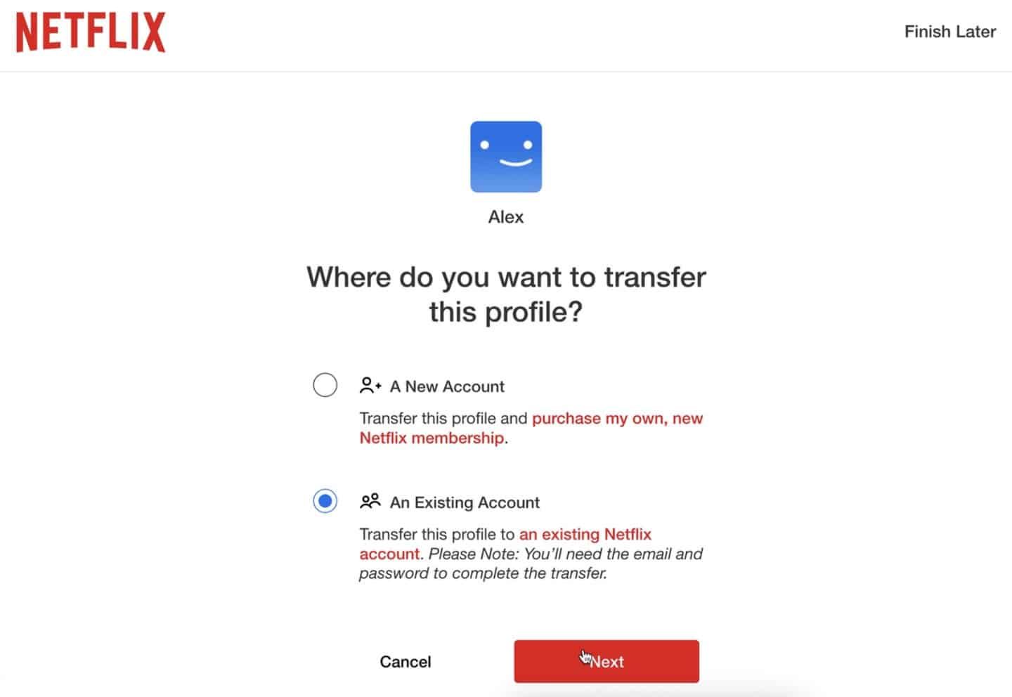 netflix profil transferi