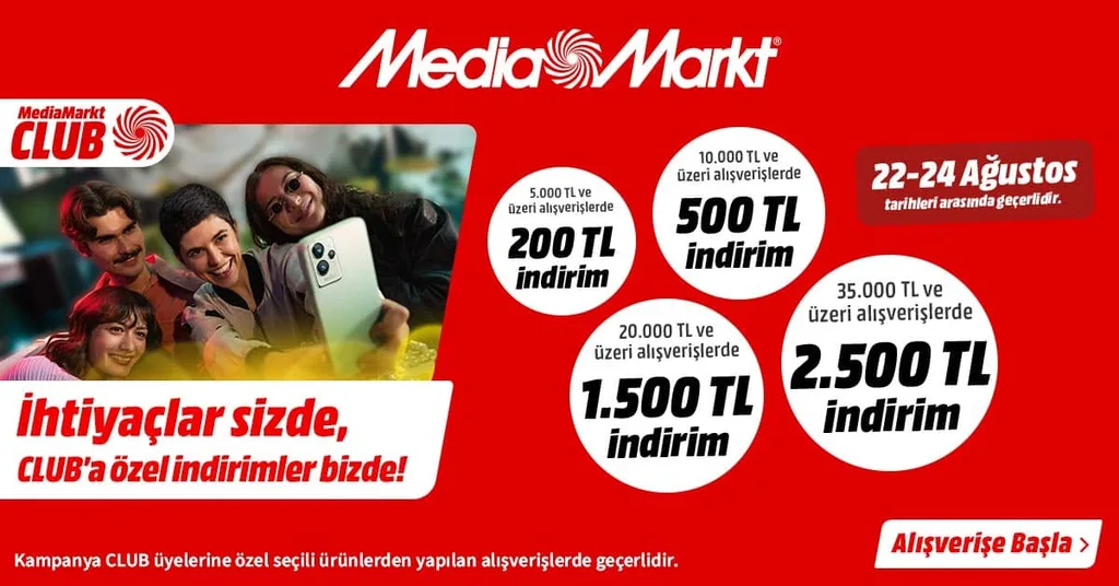 MediaMarkt CLUB üyelerine özel, teknoloji alışverişinde 2.500 TL’ye varan indirim fırsatı