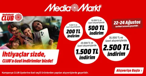 MediaMarkt CLUB üyelerine özel, teknoloji alışverişinde 2.500 TL’ye varan indirim fırsatı