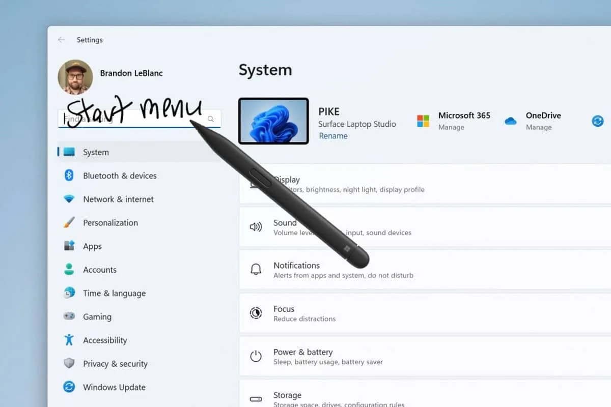 Windows 11’de klavyeyle yazılabilen her yere kalemle de yazı yazılabilecek