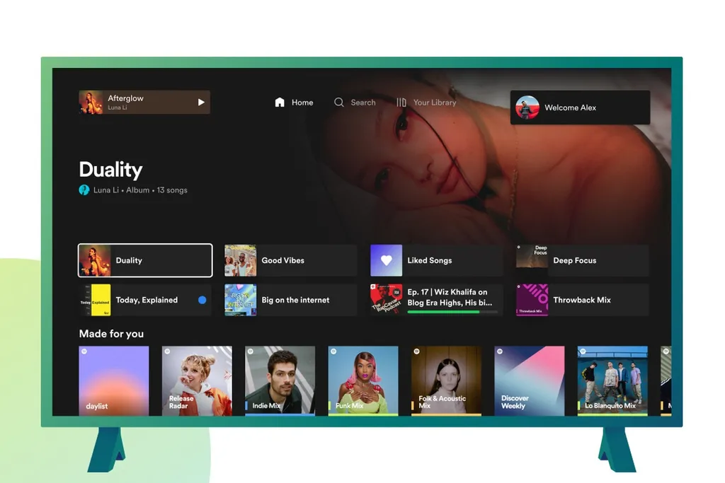 Spotify TV uygulaması artık mobil uygulamaya daha yakın bir görünüm ve deneyim sunuyor