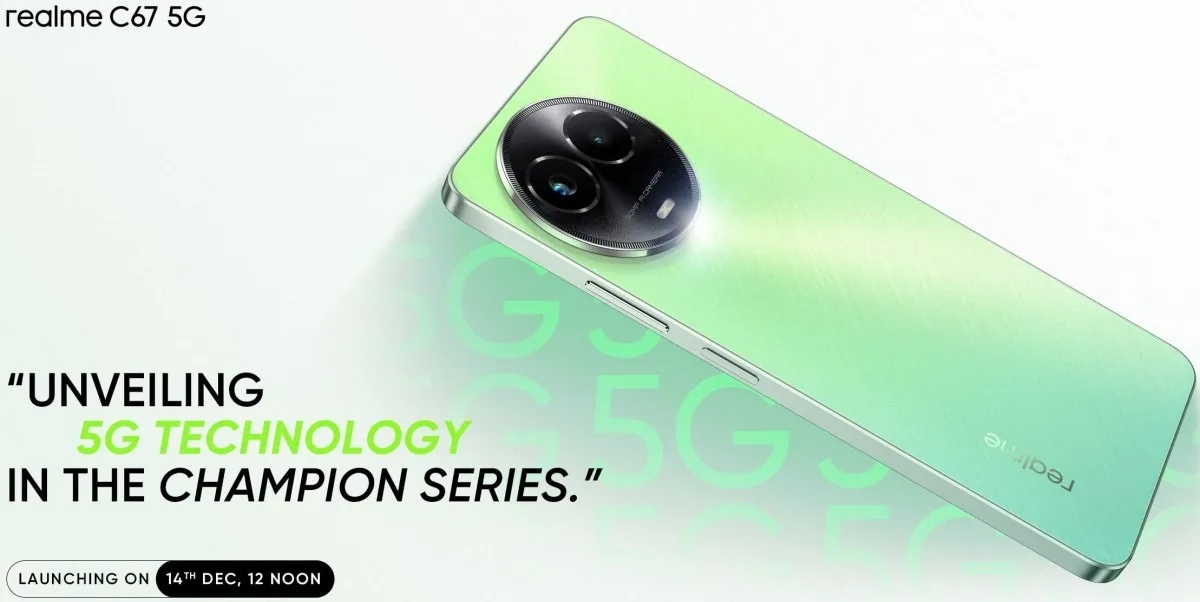 Realme C67 5G’nin tanıtım tarihini açıklarken tasarımını da gösterdi