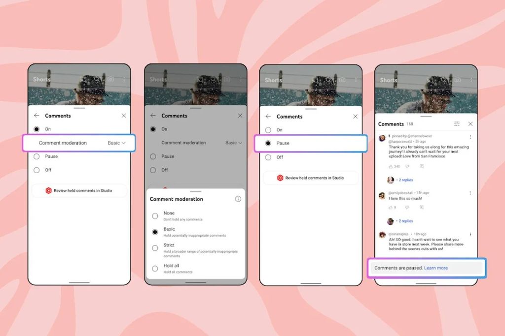 youtube yorum duraklatma