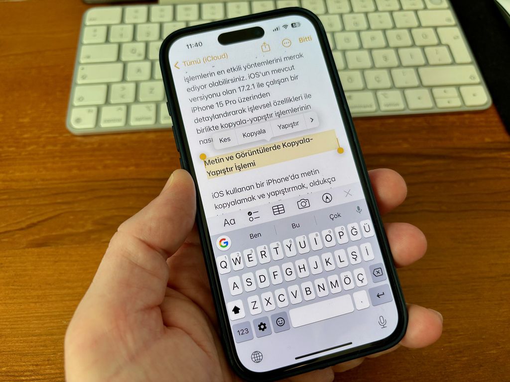 iphone kopyala yapıştır