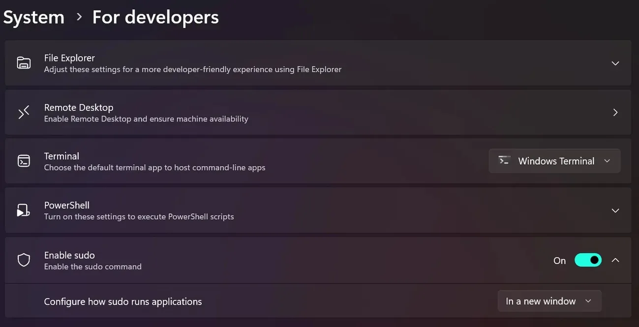 Microsoft Windows 11’e geliştiriciler için yerleşik “sudo” komutu ekliyor