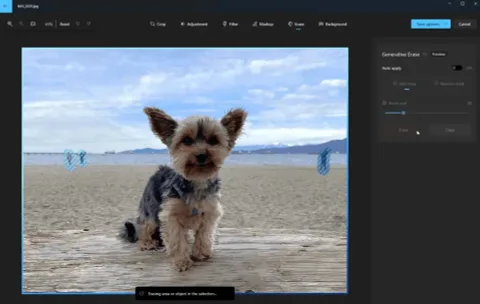 Windows Fotoğraflar, yapay zekâ yardımıyla istenmeyen nesneleri temizleyecek