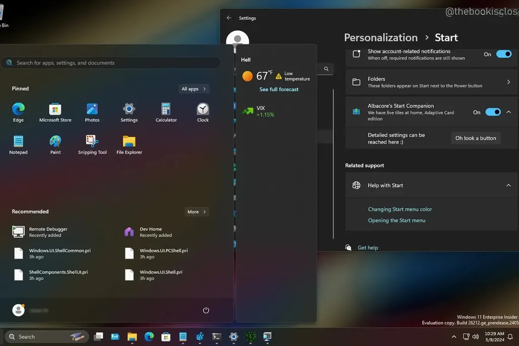 Microsoft, Windows 11 için yüzen widget’lı yeni Başlat menüsü test ediyor