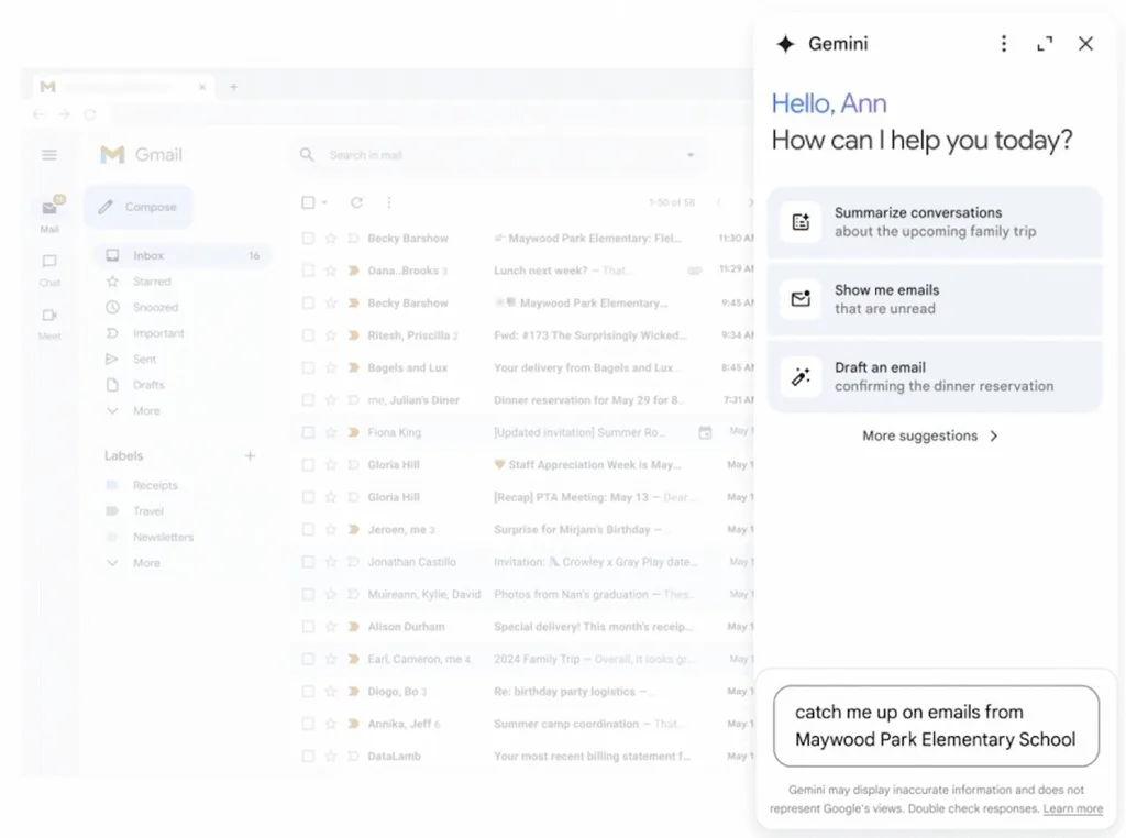 Google Gemini ile Gmail’de e-postaları özetleyecek