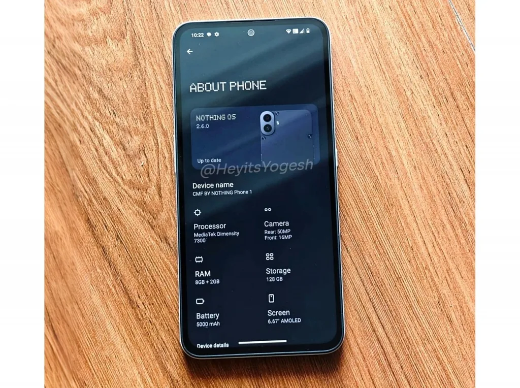 CMF Phone 1 sızıntısı hem ekranı gösteriyor hem de özellikleri doğruluyor