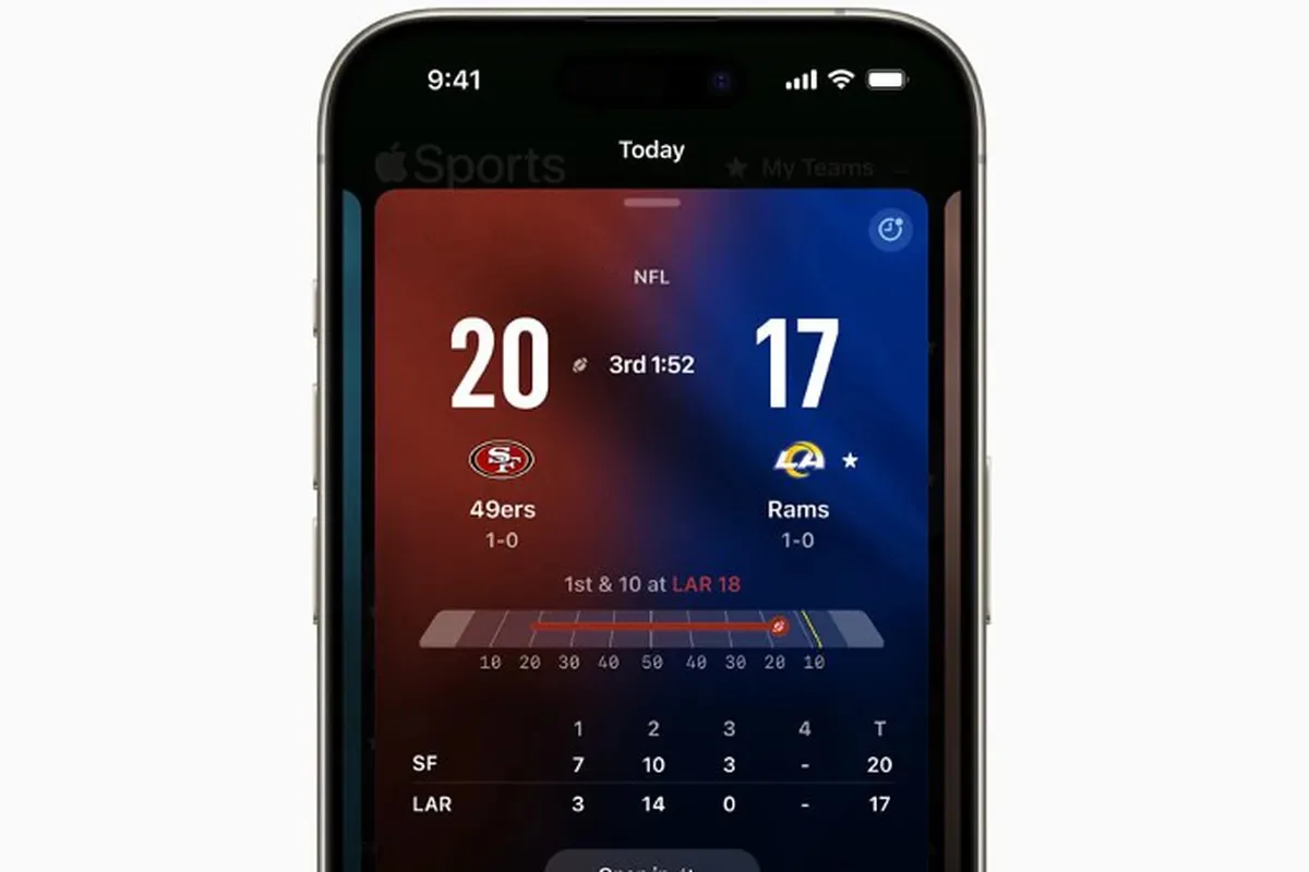 Apple Sports uygulaması, ABD futbol sezonu öncesinde önemli güncellemeler alıyor