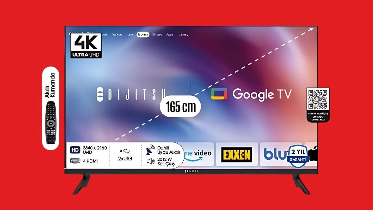 Dijitsu 65 inç UHD Google TV, 9 Ağustos Cuma günü indirimle BİM mağazalarında