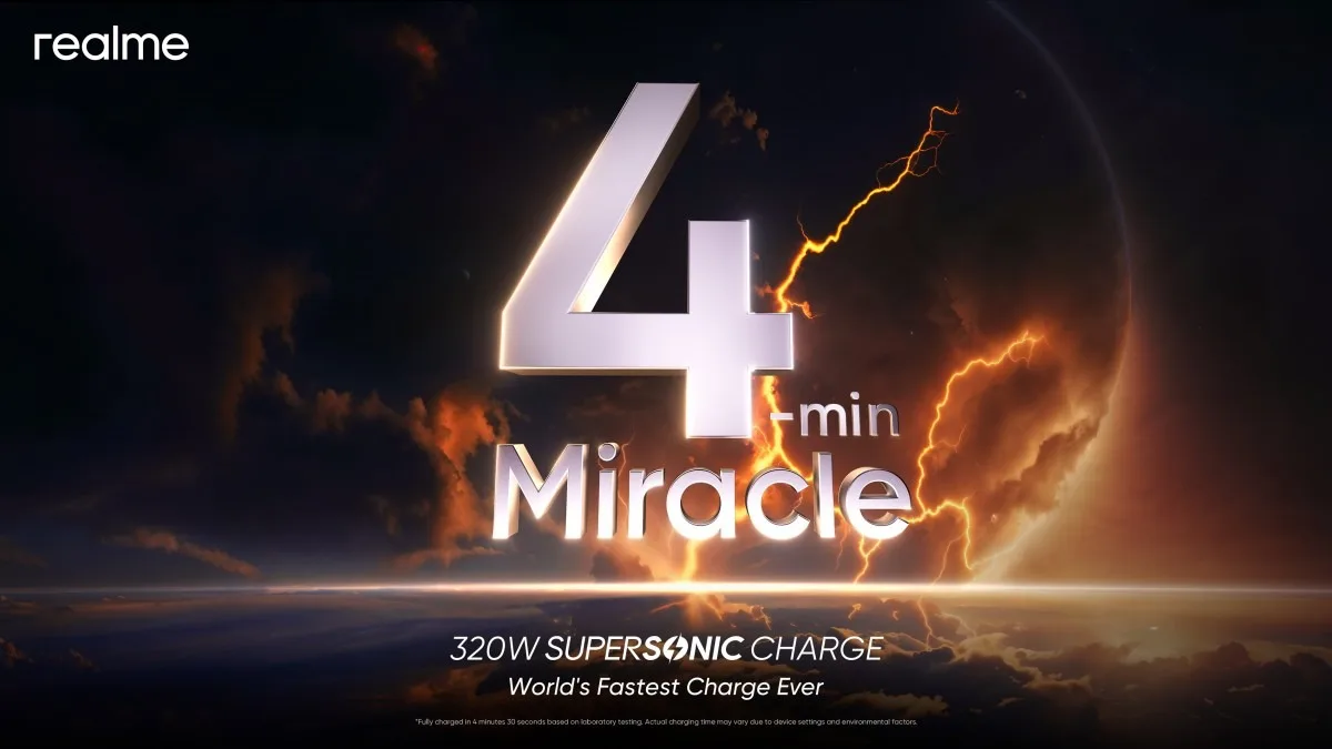Realme 320W SuperSonic Charge teknolojisiyle telefonların pilini 5 dakikada dolduracak
