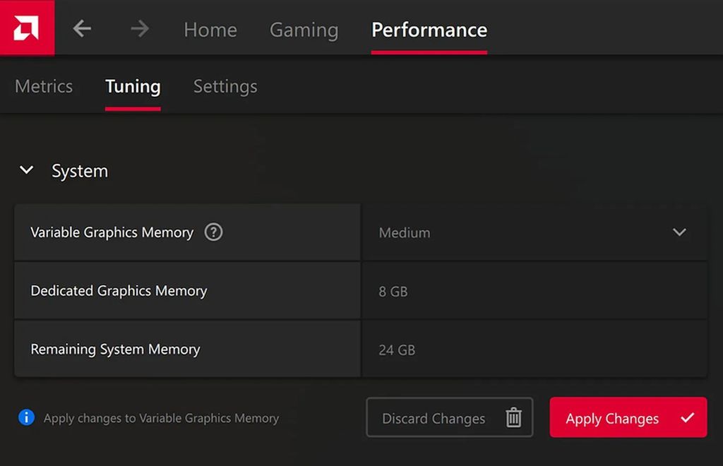 amd değişken grafik belleği