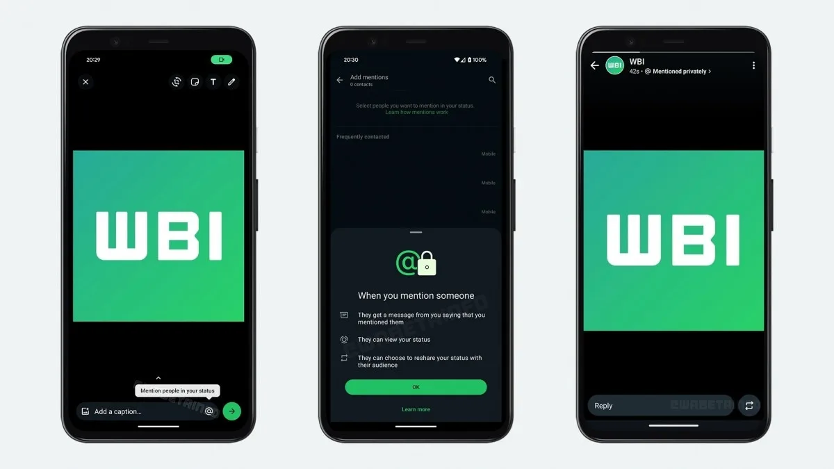 WhatsApp Durum güncellemelerinde bahsetme özelliği Android’de test ediliyor