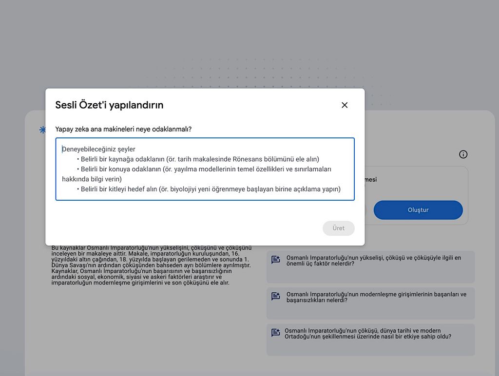 google notebooklm sesli özet