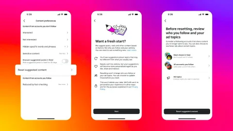 Instagram öneri ayarlarını “sıfırlama” imkanı sunacak