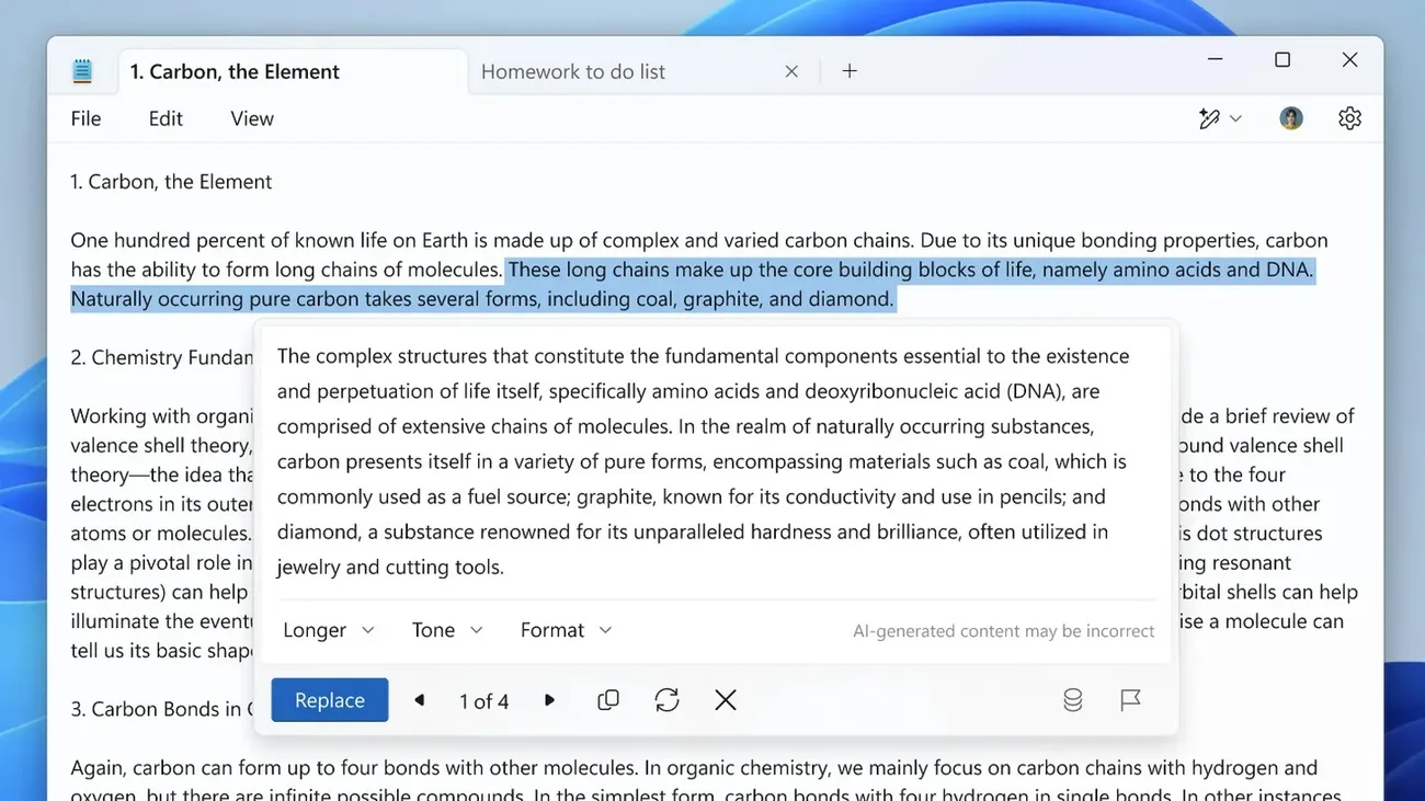 Microsoft Not Defteri’ne yapay zeka destekli düzenleme özelliği ekliyor