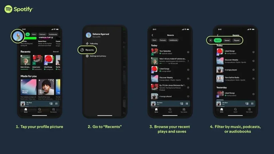 Spotify dinleme geçmişini 90 güne kadar saklayacak