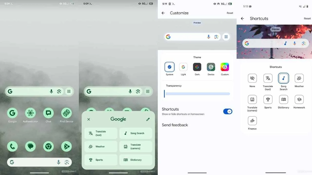 Google Arama widget’ı için çoklu kısayol düğmesi yolda