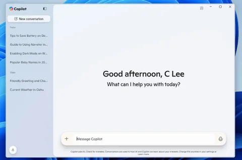 Microsoft Copilot Windows uygulamasını yeniledi