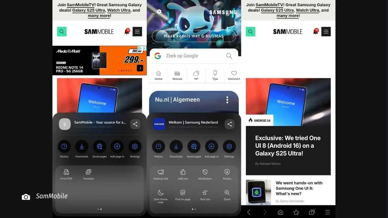 Samsung, One UI 8 ile internet tarayıcısında köklü değişiklikler yapacak