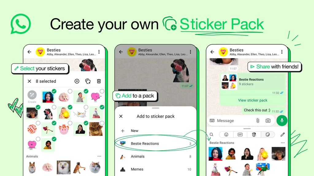 WhatsApp çıkartmaların daha düzenli kullanılabilmesini sağlayan yeni paketleme sistemiyle güncellendi