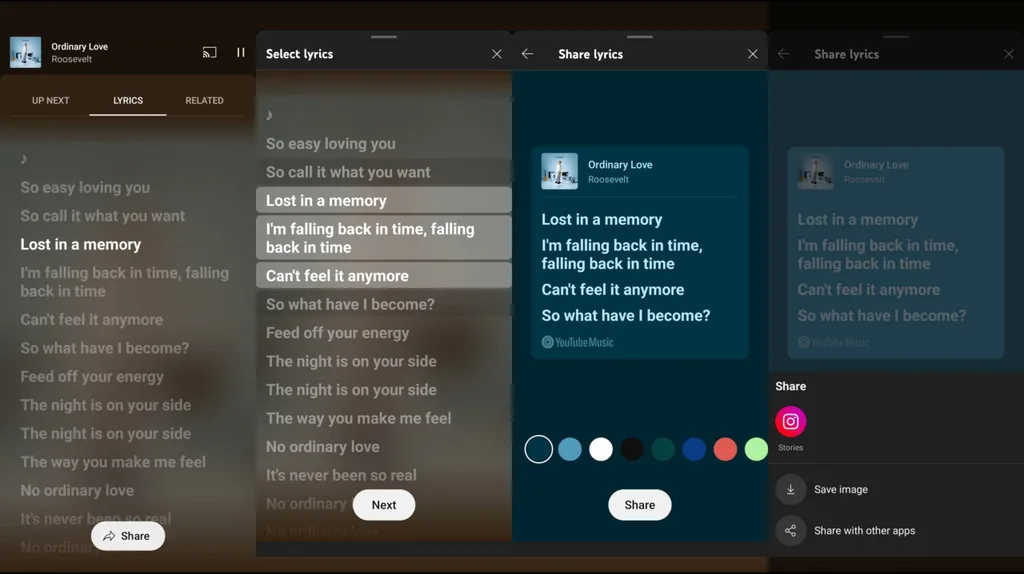 YouTube Music, Android uygulamasına şarkı sözü paylaşımı özelliği ekledi