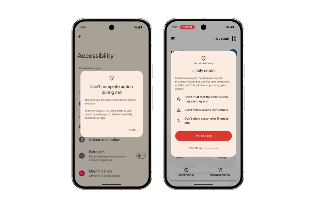 Android, dolandırıcılara karşı görüşme sırasında yeni koruma duvarları örüyor