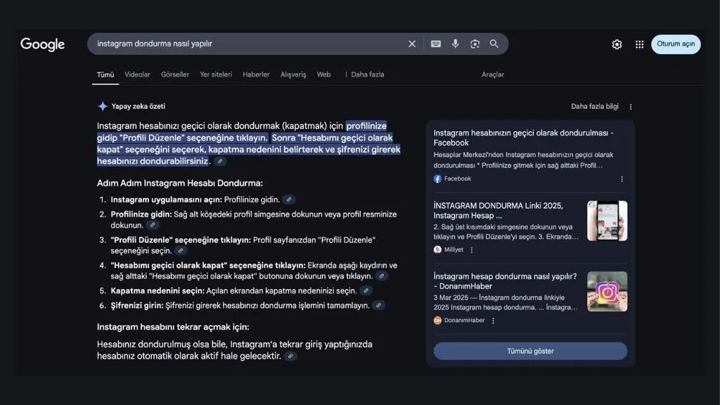 Google, yapay zekâ destekli arama özelliğini Türkiye’de test ediyor