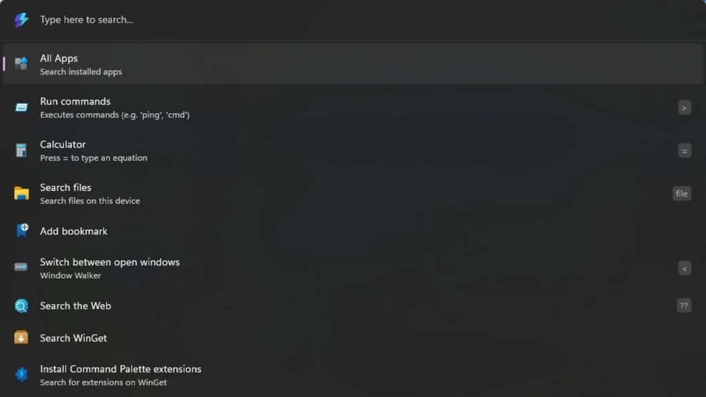 windows komut paleti