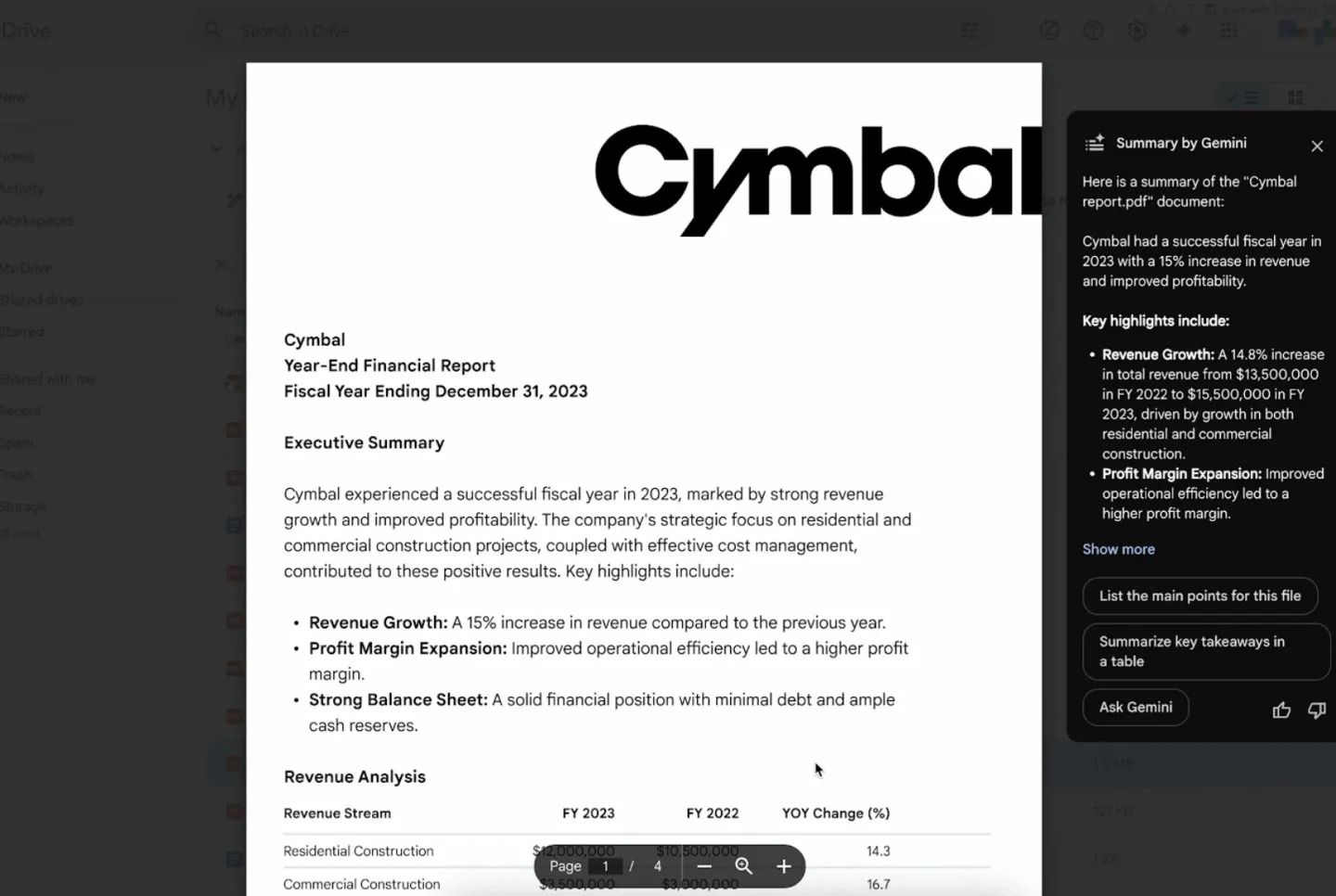 google gemini workspace özetleme