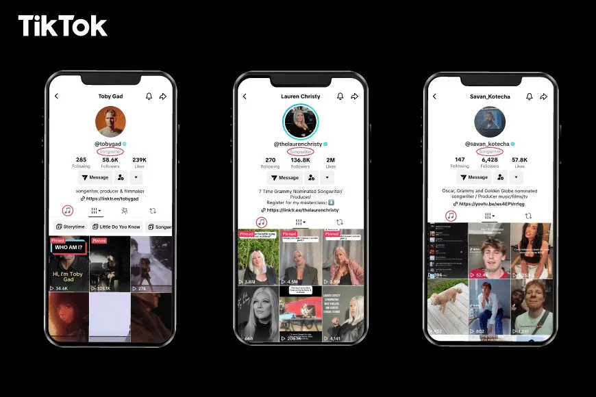 TikTok, şarkı yazarlarının profillerinde eserlerini öne çıkarmasına olanak tanıyor