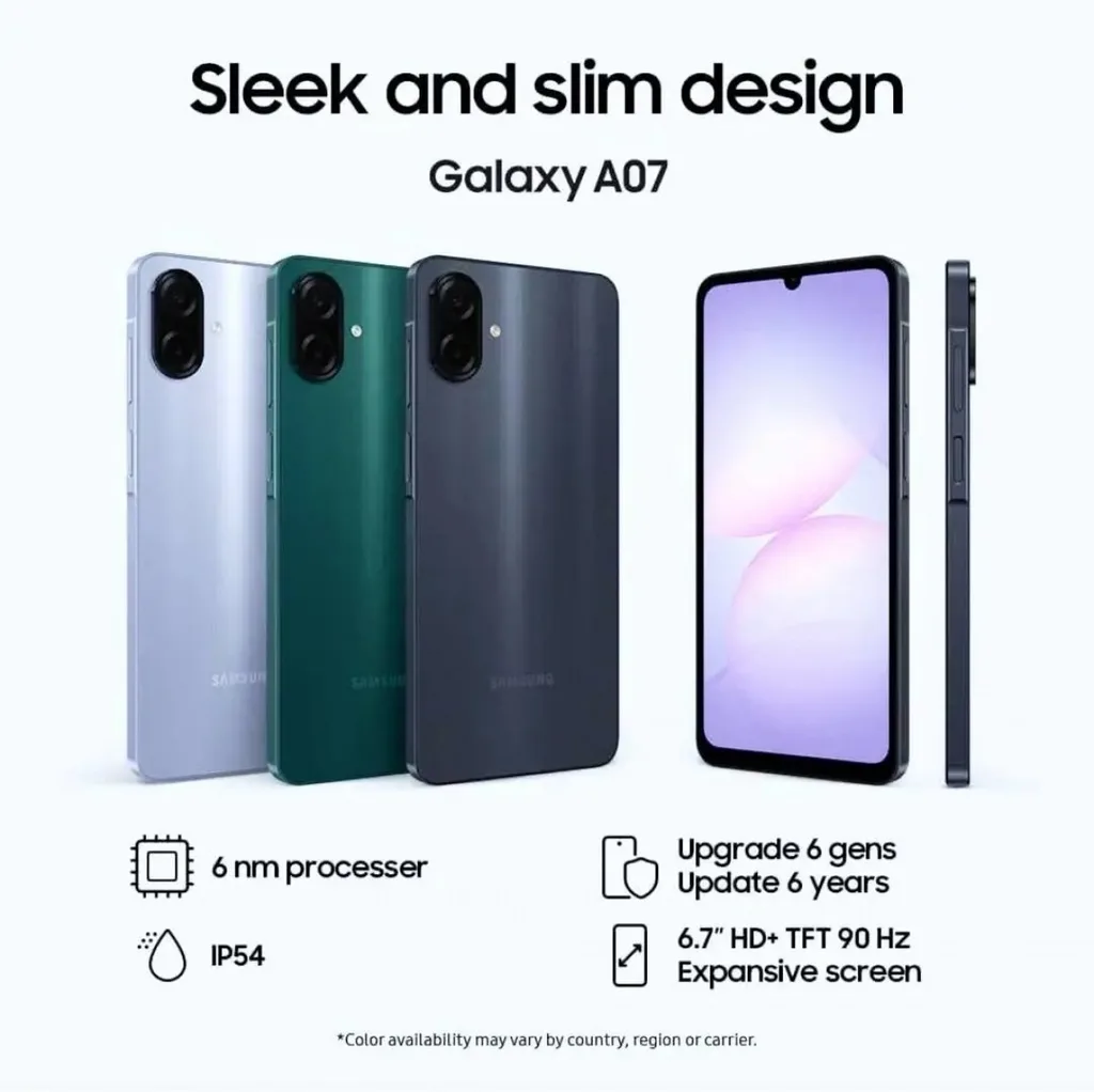 Galaxy A07 üç renk seçeneği ve uzun güncelleme desteğiyle geliyor