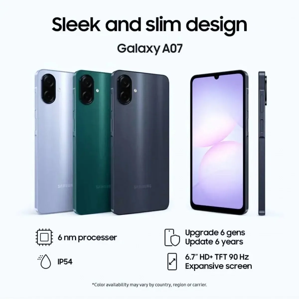Galaxy A07 üç renk seçeneği ve uzun güncelleme desteğiyle geliyor