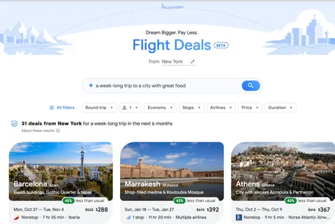 Google Flights yapay zekâ ile tatil fikirlerini kişiselleştiriyor