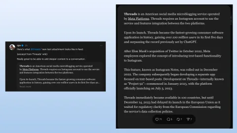 Threads’te uzun yazı dönemi için test süreci başladı