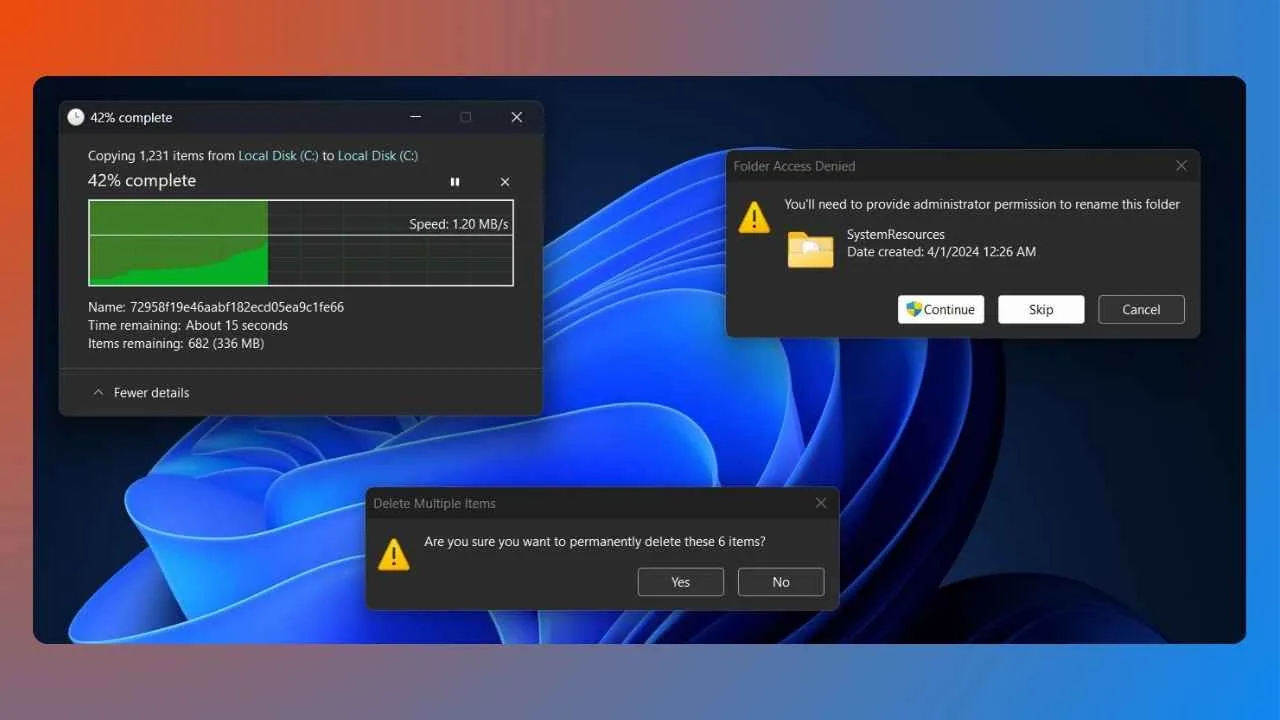 Windows 11 dosya işlem pencereleri karanlık mod desteği kazandı