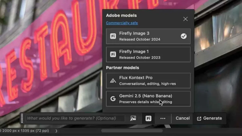 Photoshop’un Üretken Dolgu özelliği Google Nano Banana ve FLUX modelleriyle genişledi