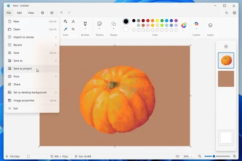 Paint artık proje dosyalarıyla daha güçlü