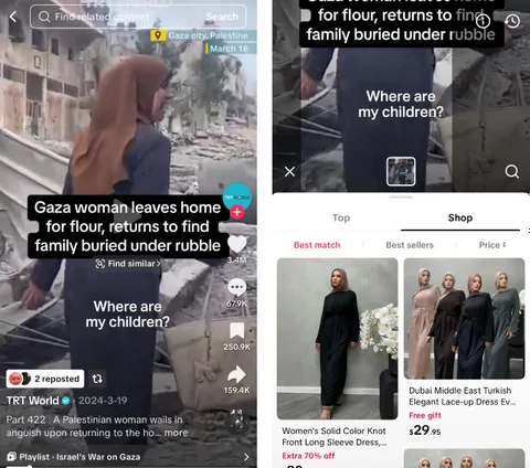 TikTok’un yapay zekâ sistemi Gazze videolarına alışveriş etiketleri ekliyor