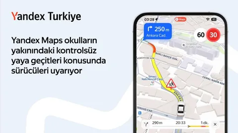 Yandex Maps okul bölgelerindeki geçitlerde sürücüleri sesli ve görsel bildirimlerle uyaracak