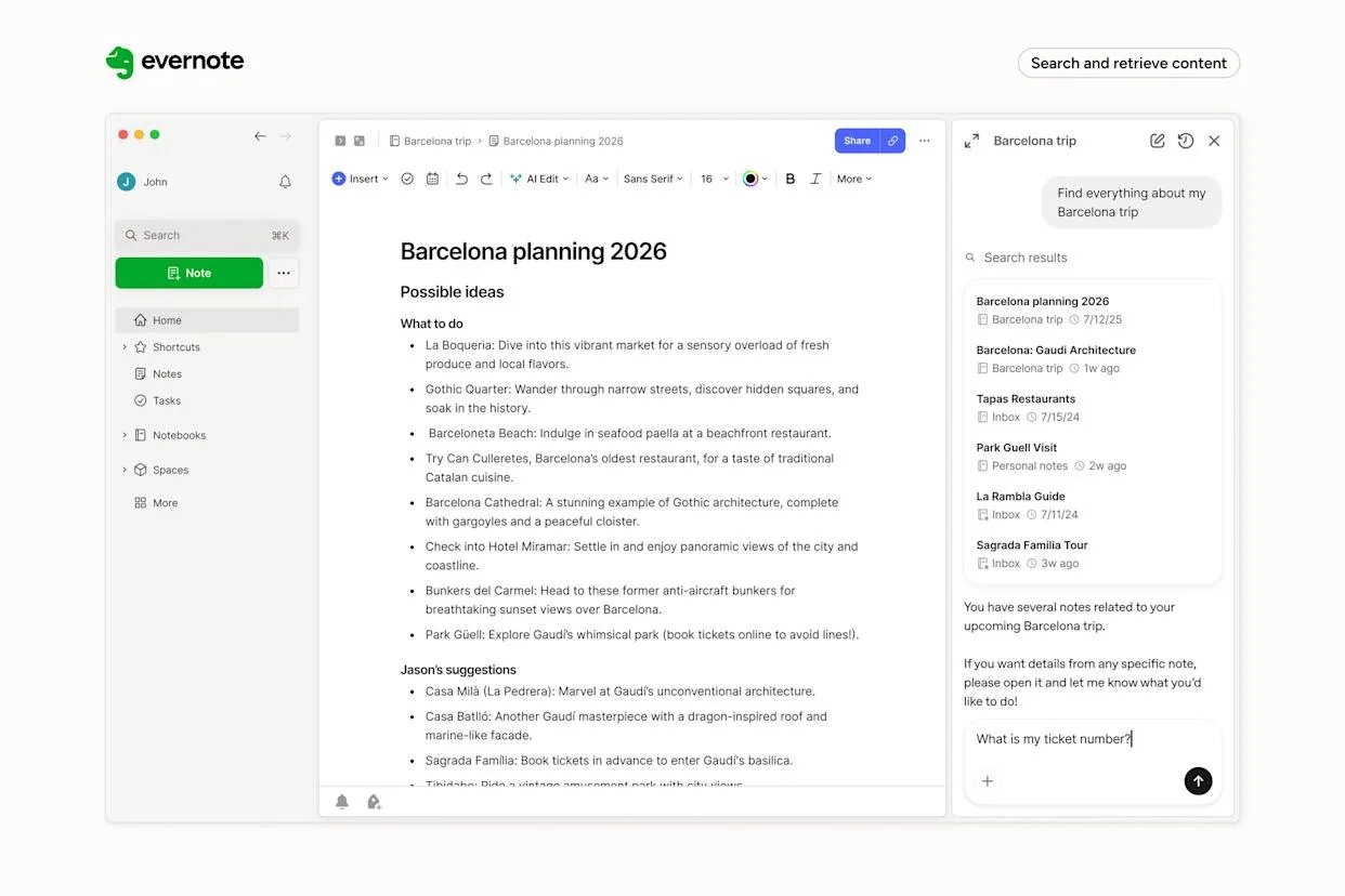 Evernote, yapay zekâ desteğiyle not alma alışkanlıklarını yeniliyor